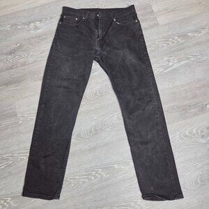 Men's - Levi's 502 Taper Black Jeans - Stretch Distressed Denim - Size 33x32